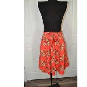 Downeast Belted Floral Cotton Skirt with Pockets Knee Length Size Small